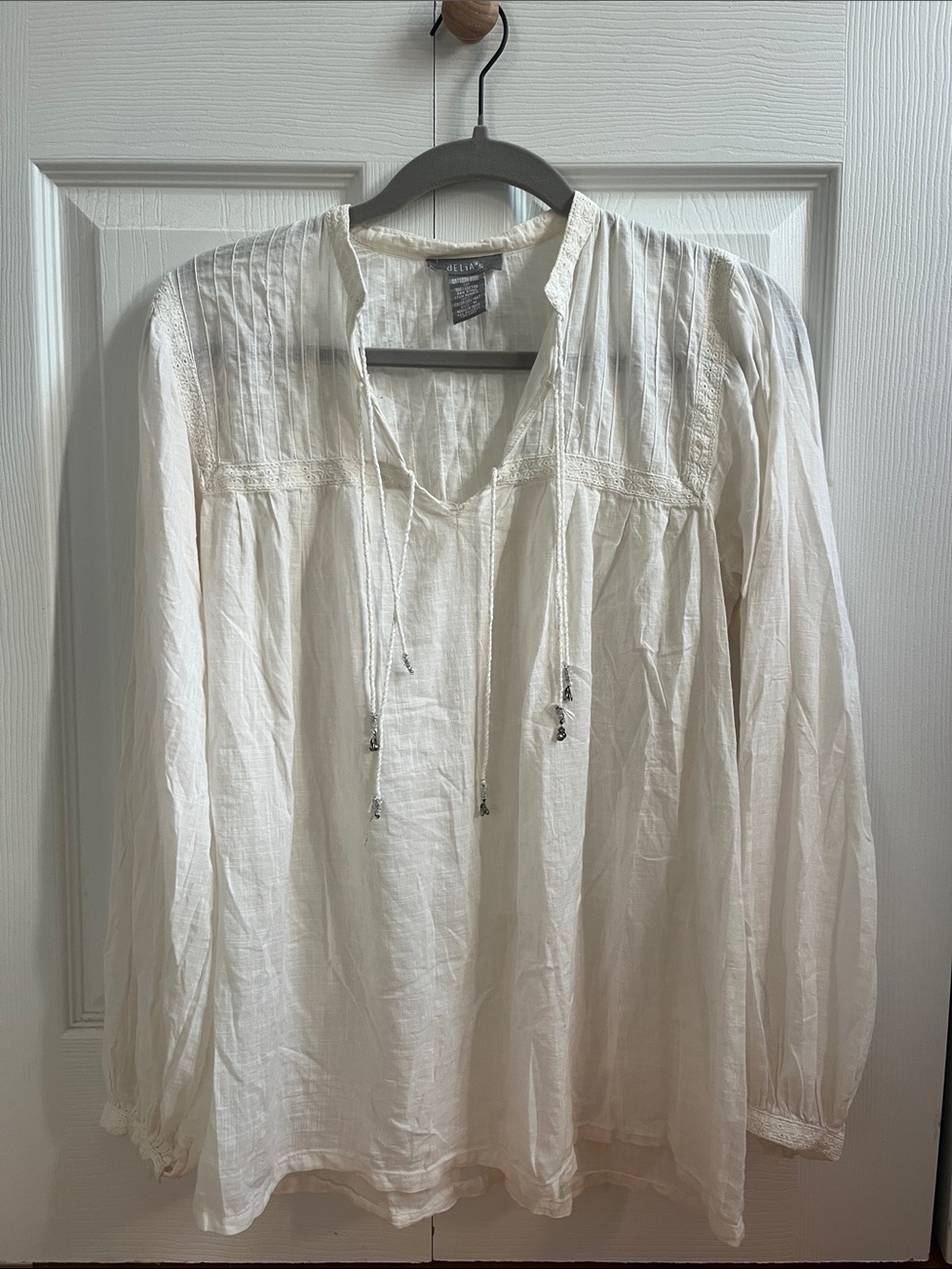 dELiA*s Peasant Tunic with Tassel Tie Y2K